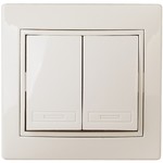 1-104-02 Intro Выключатель двойной, 10А-250В, IP20, СУ, Plano, сл.кость (10/200/2400)