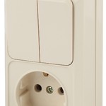 2-706-02 Intro Блок розетка+выкл. двойной верт. 10(16)А-250В, IP20, ОУ, Quadro, сл.кость (6/120/1440)