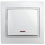 1Э-102-01 Intro Выключатель с подсветкой, 10А-250В, СУ, б.л., Plano, белый (10/200/2400)