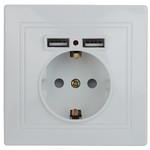 1-410-01 Intro Розетка+USB, IP20, СУ, Plano, белый (10/100/2000)