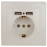 1-410-02 Intro Розетка+USB, IP20, СУ, Plano, слоновая кость (10/100/2500)
