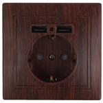 1-410-10 Intro Розетка+USB, IP20, СУ, Plano, венге (10/100/2500)