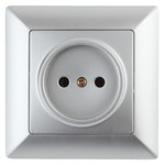 4-201-03 Intro Розетка 2P, 16А-250В, СУ, Solo, алюминий (10/200/2000)