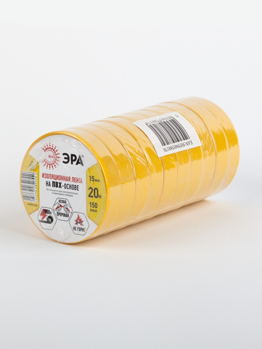 ЭРА ПВХ-изолента 15мм*20м желтая (10/200/8000)