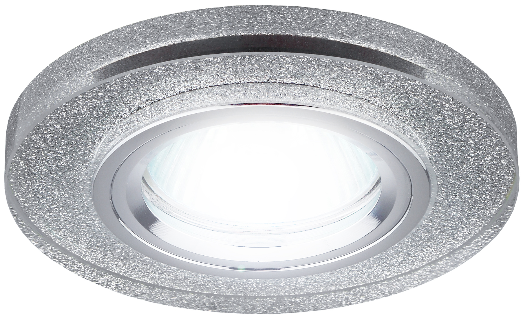 DK7 CH/SHSL Светильник ЭРА декор стекло круглое MR16,12V/220V, 50W, хром/серебряный блеск (50/2100)