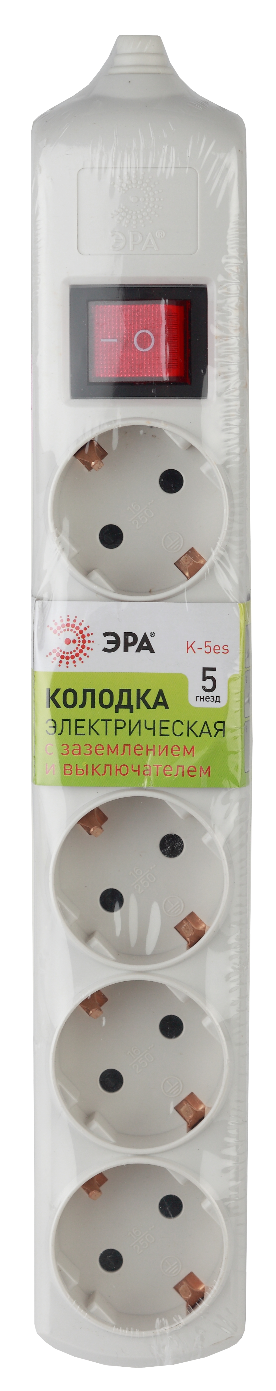 K-5es ЭРА Колодка 5гн, зазeмл, выкл (10/40/1000)