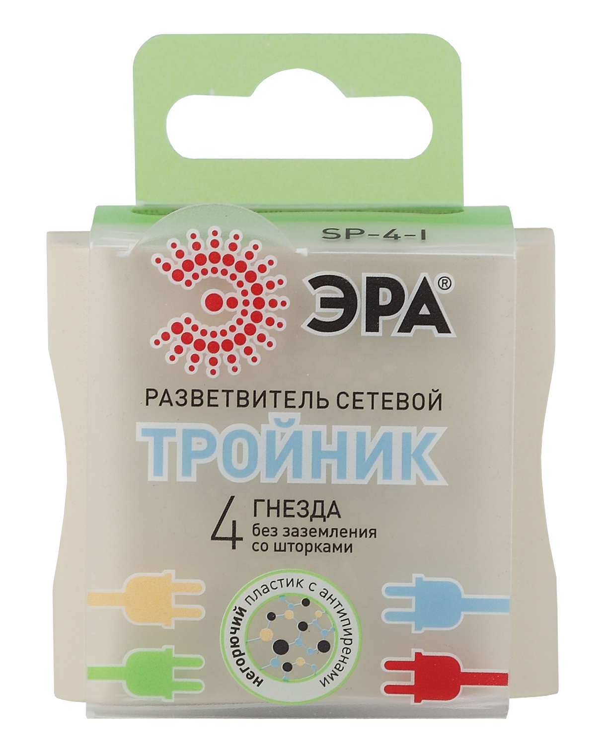 SP-4-I ЭРА Тройник 4гн, без заземл (сл. кость) (10/60/2880)