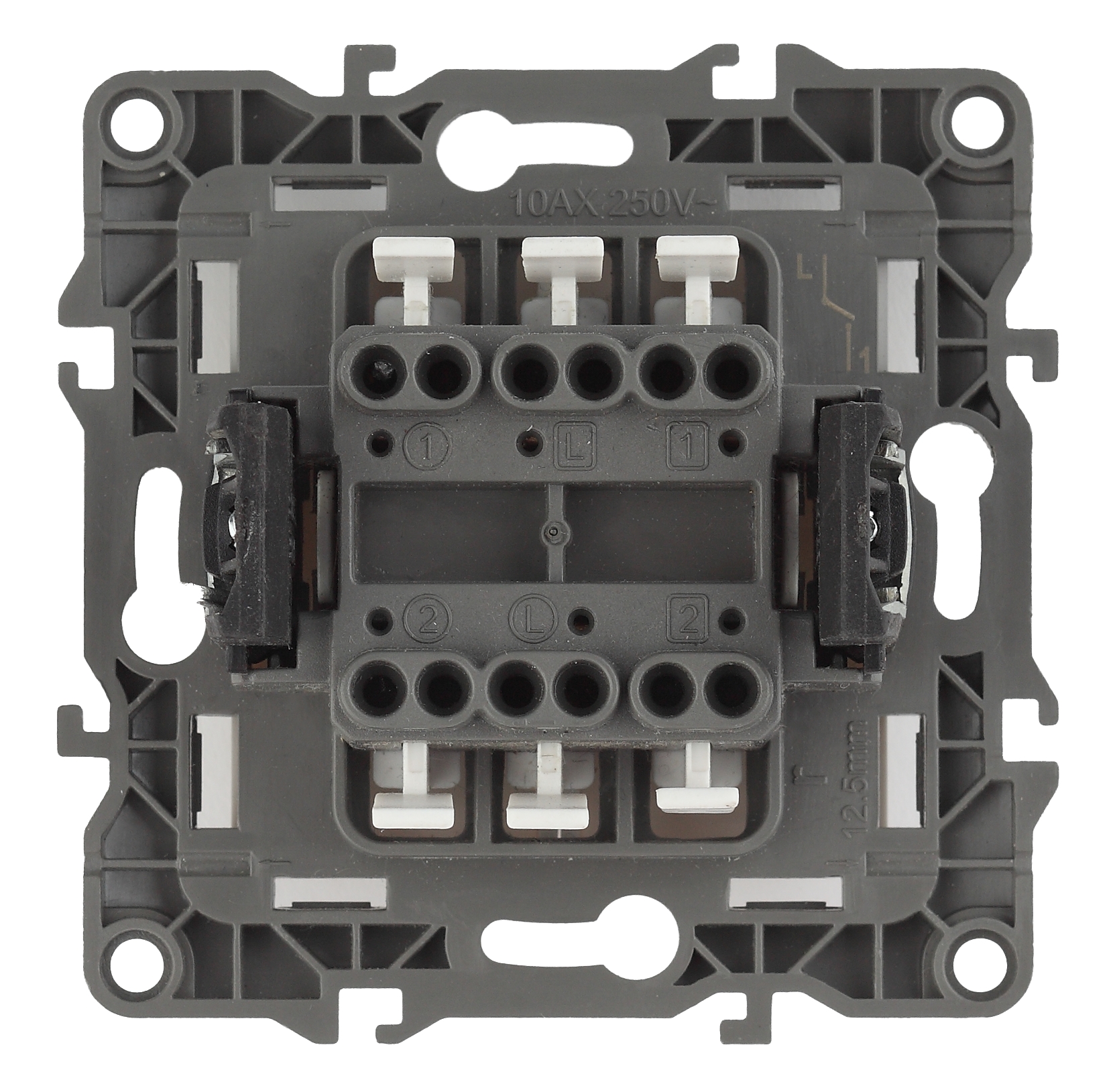 12-1104-05 ЭРА Выключатель двойной, 10АХ-250В, IP20, Эра12, антрацит (10/100/2500)
