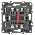 12-1004-06 ЭРА Выключатель двойной, 10АХ-250В, IP20, без м.лапок, Эра12, чёрный (10/100/2500)