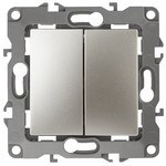 12-1106-04 ЭРА Переключатель двойной, 10АХ-250В, IP20, Эра12, шампань (10/100/2500)
