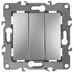 12-1107-03 ЭРА Выключатель тройной, 10АХ-250В, IP20, Эра12, алюминий (10/100/3200)