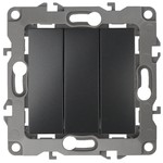 12-1107-05 ЭРА Выключатель тройной, 10АХ-250В, IP20, Эра12, антрацит (10/100/2500)