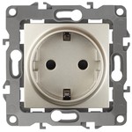 12-2101-04 ЭРА Розетка 2P+E Schuko, 16A-250В, IP20, Эра12, шампань (10/100/2800)