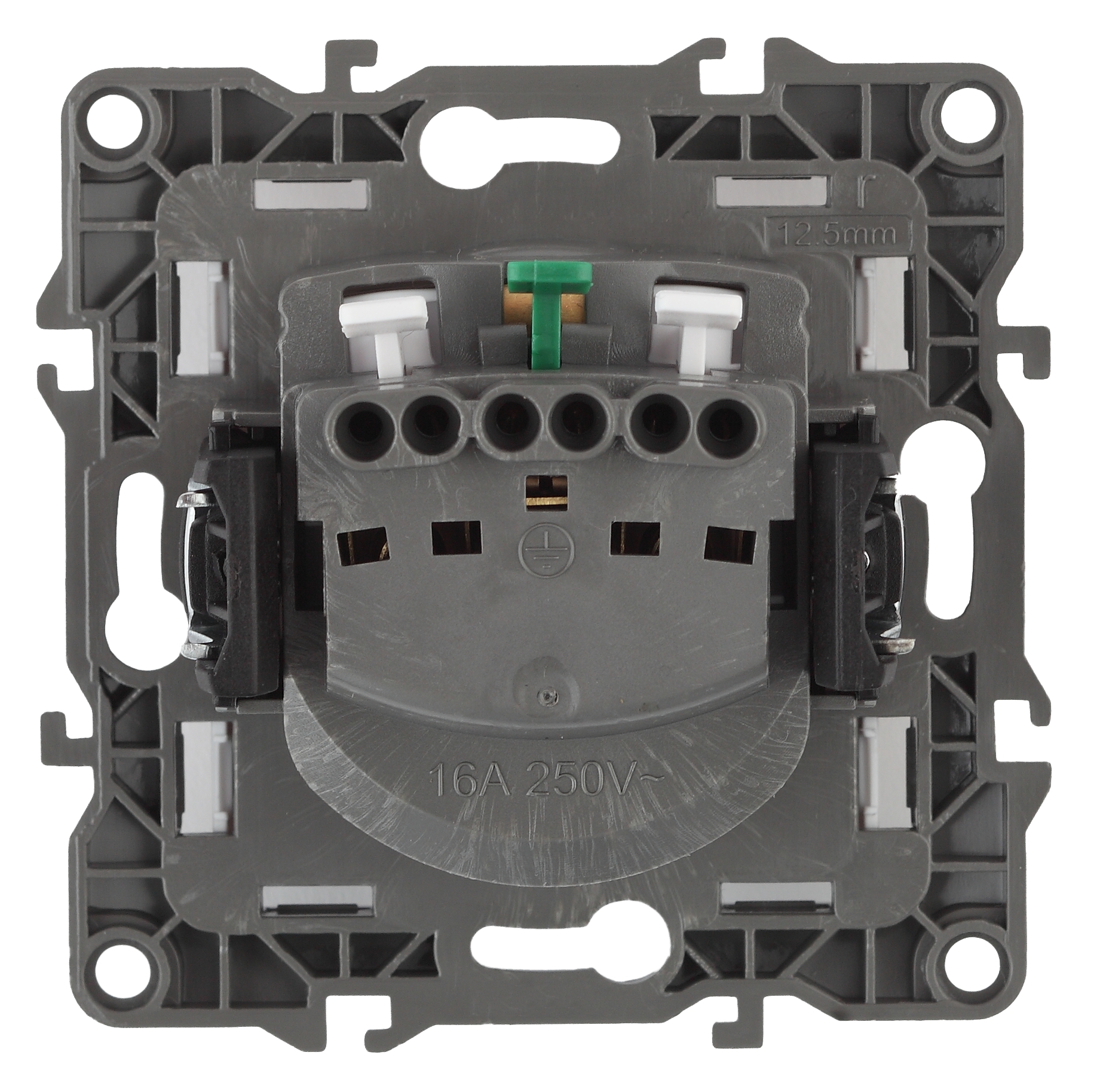 12-2102-06 ЭРА Розетка 2P+E Schuko со шторками, 16A-250В, IP20, Эра12, чёрный (10/100/2800)