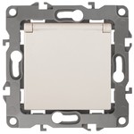 12-2103-02 ЭРА Розетка 2P+E Schuko со шторками с крышкой, 16A-250В, IP20, Эра12, слоновая кость (10/