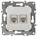 12-3108-02 ЭРА Розетка информационная двойная 2XRJ45, IP20, Эра12, слоновая кость (10/100/3200)
