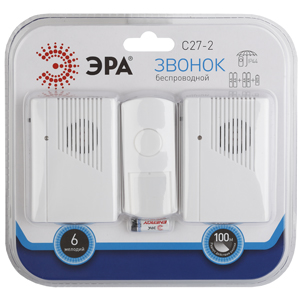 Звонок ЭРА C27-2 беспроводной, два динамика (нов.упак) (10/60/360)