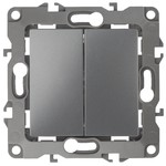 12-1104-12 ЭРА Выключатель двойной, 10АХ-250В, IP20, Эра12, графит (10/100/2500)