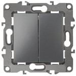 12-1106-12 ЭРА Переключатель двойной, 10АХ-250В, IP20, Эра12, графит (10/100/2500)