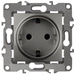 12-2101-12 ЭРА Розетка 2P+E Schuko, 16A-250В, IP20, Эра12, графит (10/100/2500)