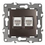 12-3108-13 ЭРА Розетка информационная двойная 2XRJ45, IP20, Эра12, бронза (10/100/2500)