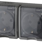 11-2404-03 ЭРА Розетка 2х2P+E IP54, шторки, 16A-250В, ОУ, серый (8/80/1280)