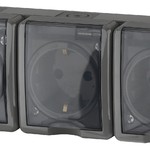 11-2405-03 ЭРА Розетка 3х2P+E IP54, 16A-250В, ОУ, Эра Эксперт, серый (5/50/800)