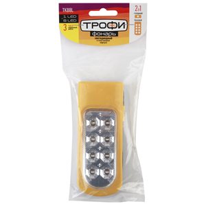 TKB8L Фонарь Трофи 2 в1 8LED +1LED, пластик, 3xAA, полиб (25/300/2400)