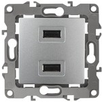 12-4110-03 ЭРА Устройство зарядное USB, 230В/5В-2100мА, IP20, Эра12, алюминий (6/60/1920)