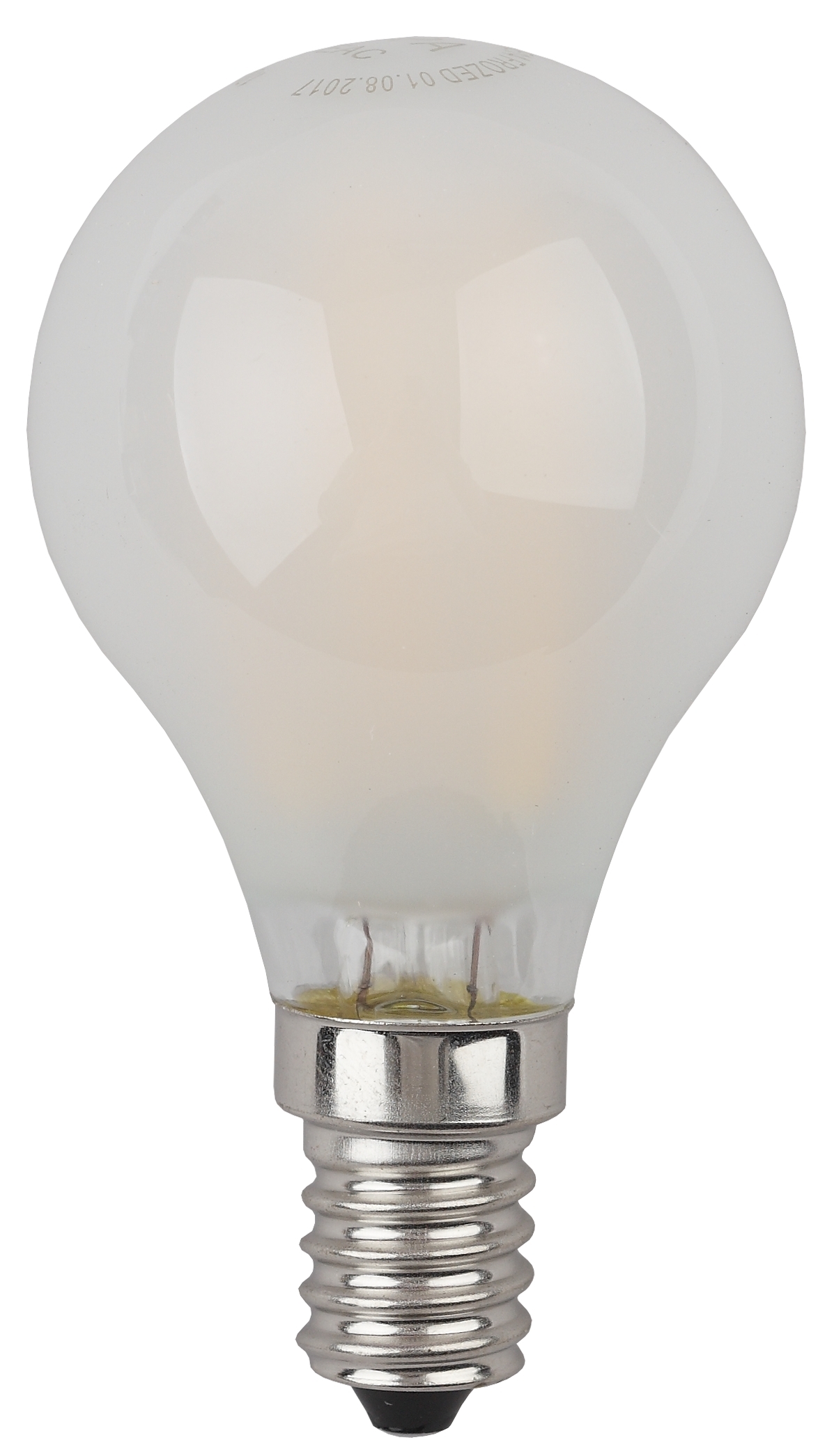 F-LED P45-5W-827-E14 frost ЭРА (филамент, шар мат., 5Вт, тепл, E14) (10/100/3000)