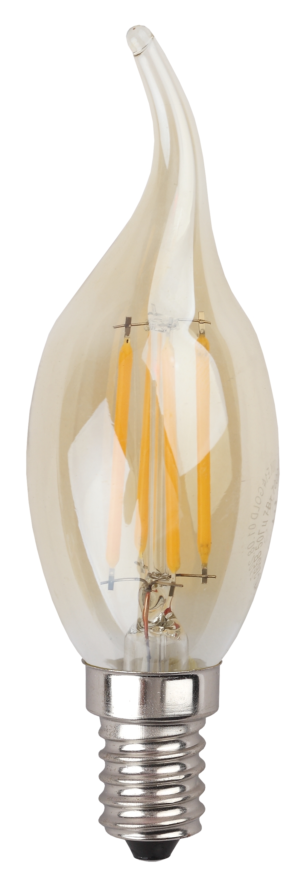 F-LED BXS-5W-827-E14 gold ЭРА (филамент, свеча на ветру золот., 5Вт, тепл, E14) (10/100/2800)