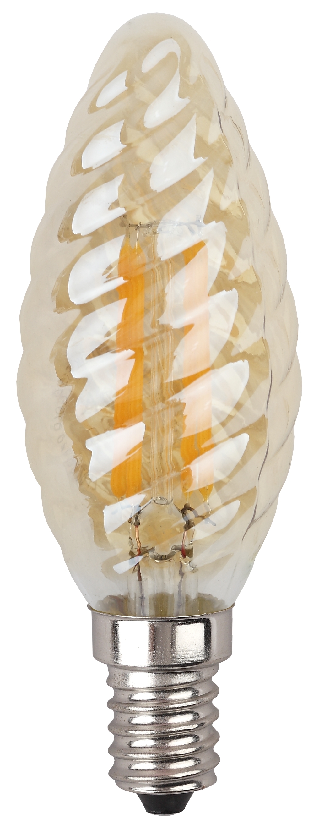 F-LED BTW-5W-827-E14 gold ЭРА (филамент, свеча витая золот., 5Вт, тепл, E14) (10/100/2800)