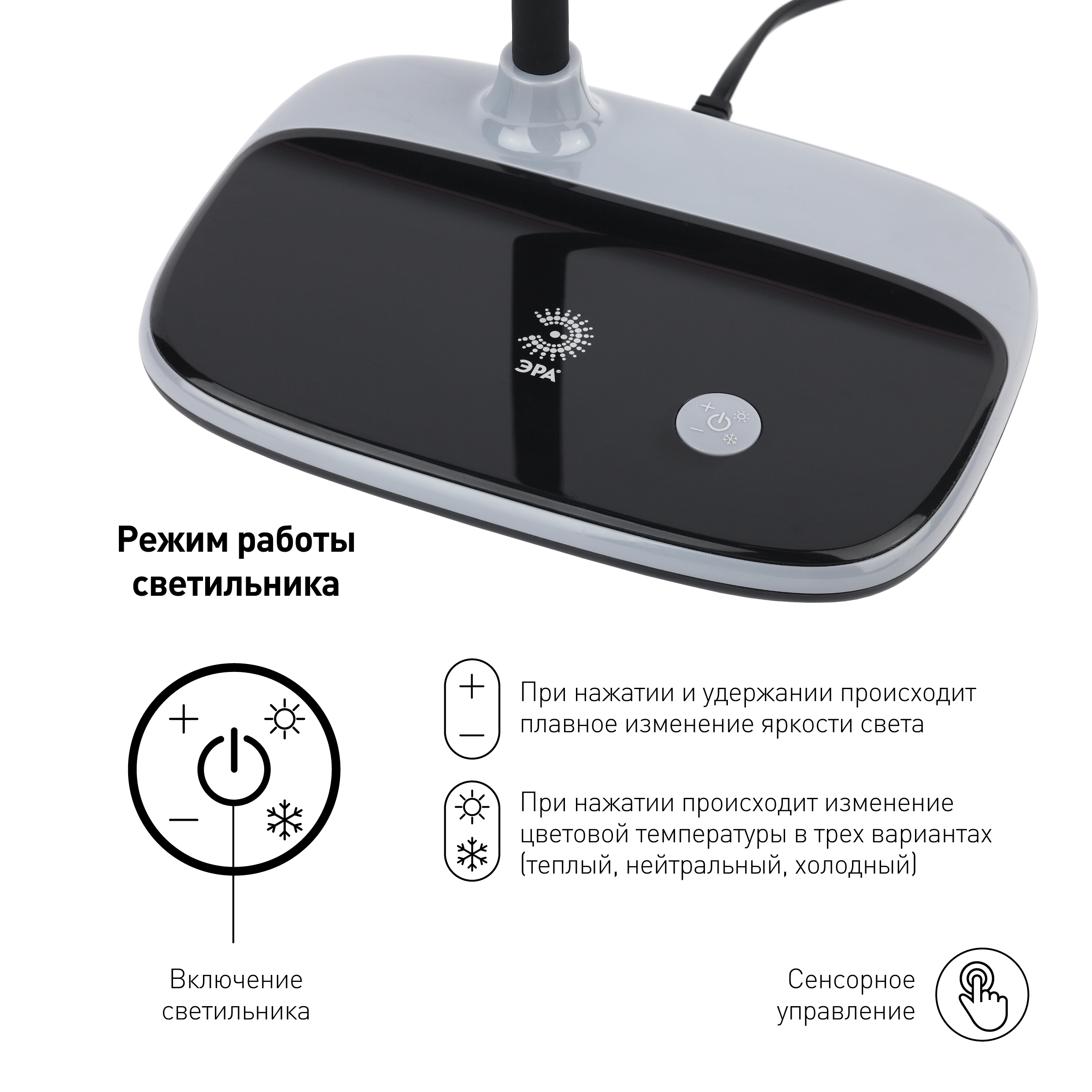 ЭРА наст.светильник NLED-458-6W-BK черный (16/96)