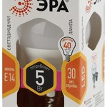 LED P45-5W-827-E14 ЭРА (диод, шар, 5Вт, тепл, E14) (10/100/3500)