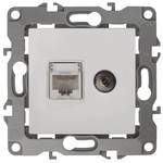 12-3110-01 ЭРА Розетка комбинированная RJ45+TV, IP20, Эра12, белый (10/100/3200)