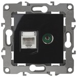 12-3110-06 ЭРА Розетка комбинированная RJ45+TV, IP20, Эра12, чёрный (10/100/3200)