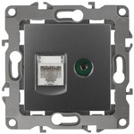 12-3110-12 ЭРА Розетка комбинированная RJ45+TV, IP20, Эра12, графит (10/100/3200)
