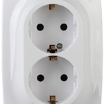 12-2106-01 ЭРА Розетка 2X2P+E Schuko, 16A-250В, IP20, Эра12, белый (10/100/1600)