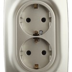 12-2106-04 ЭРА Розетка 2X2P+E Schuko, 16A-250В, IP20, Эра12, шампань (10/100/1600)