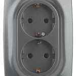 12-2106-12 ЭРА Розетка 2X2P+E Schuko, 16A-250В, IP20, Эра12, графит (10/100/1600)