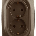 12-2106-13 ЭРА Розетка 2X2P+E Schuko, 16A-250В, IP20, Эра12, бронза (10/100/1600)