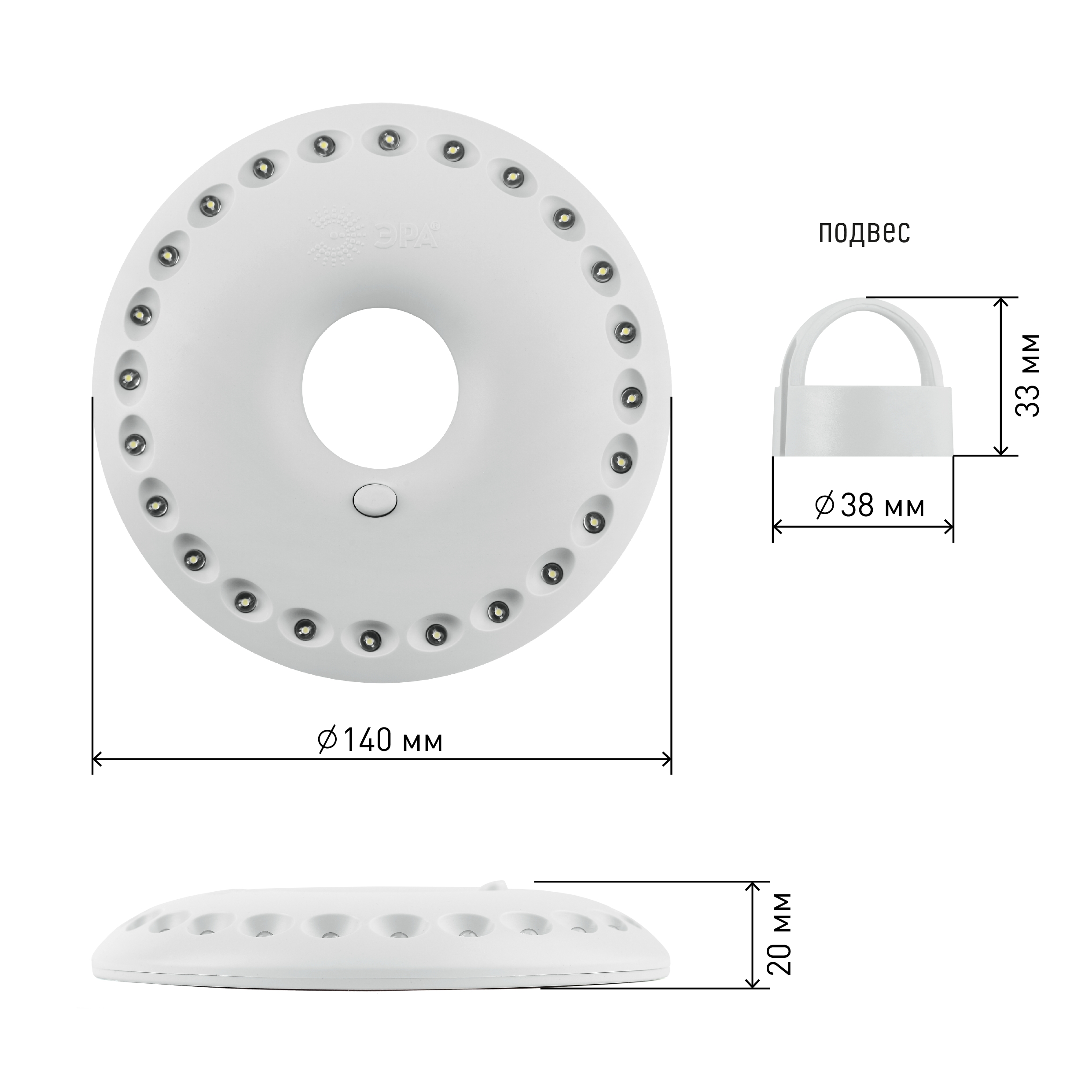 K24 Фонарь ЭРА Кемпинг NEW 24xLED, 3xAA, карабин, бл (20/600)
