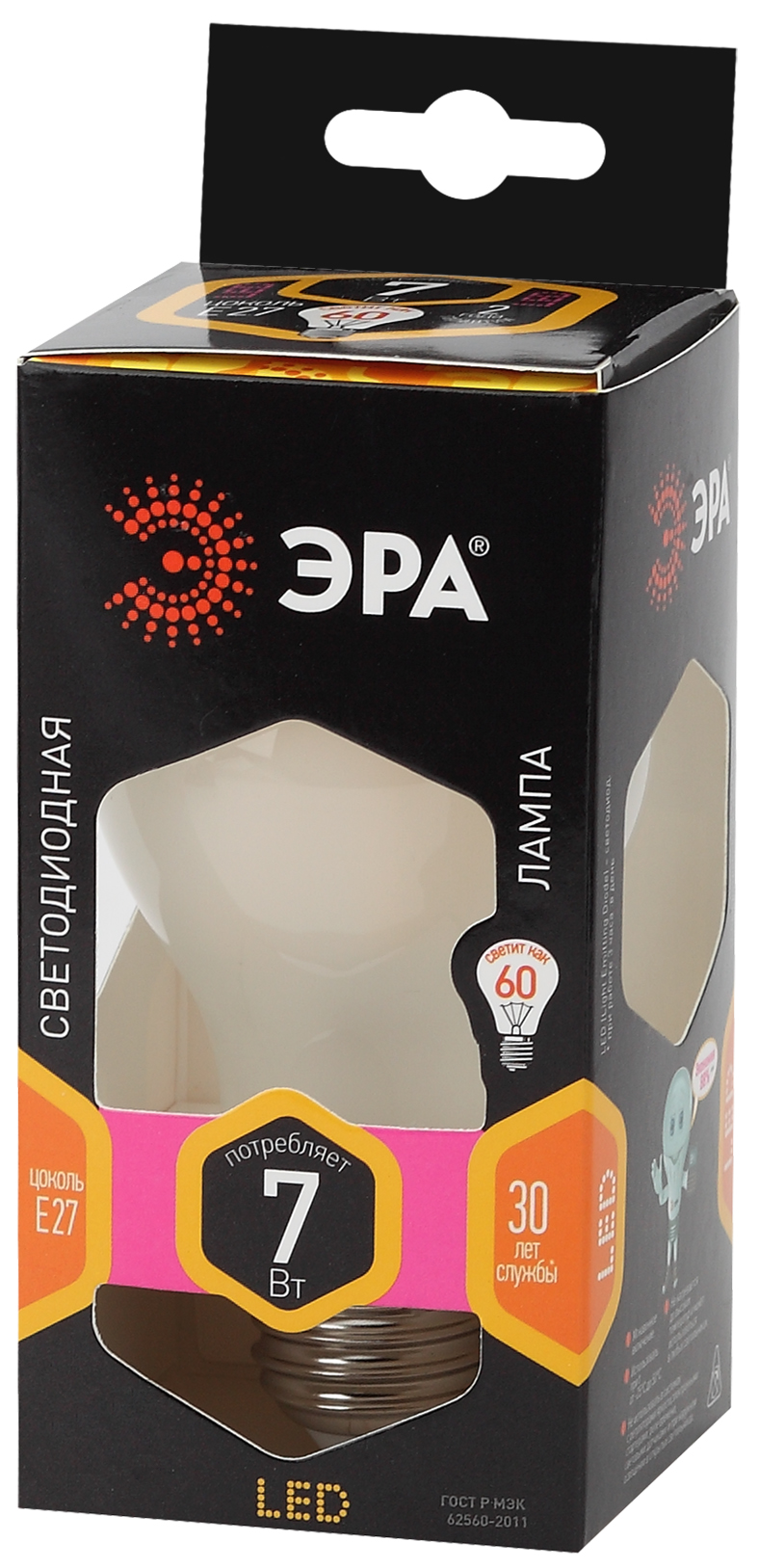 F-LED A60-13W-827-E27 ЭРА (филамент, груша, 13Вт, тепл., Е27) (10/100/1500)