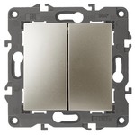 14-1104-04 ЭРА Выключатель двойной, 10АХ-250В, IP20, Эра Elegance, шампань (10/100/3000)