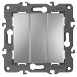 14-1107-03 ЭРА Выключатель тройной, 10АХ-250В, IP20, Эра Elegance, алюминий (10/100/3000)