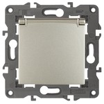 14-2103-04 ЭРА Розетка 2P+E Schuko со шторками с крышкой, 16A-250В, IP20, Эра Elegance, шампань (10/