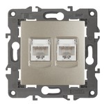 14-3108-04 ЭРА Розетка 2хRJ45, IP20, шампань (10/100/1200)