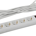 Удлинитель электрический ЭРА  UX-5es-5m с заземлением с выключателем 5 розеток 5 м ПВС 3x0,75мм2 10А