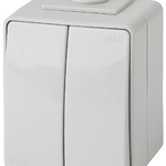 11-1606-03 ЭРА Переключатель двойной IP65, 10АХ-250В, ОУ, Эра Эксперт, серый (10/100/1600)
