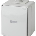 11-1610-03 ЭРА Переключатель с подсветкой IP65, 10АХ-250В, ОУ, Эра Эксперт, серый (10/100/1600)